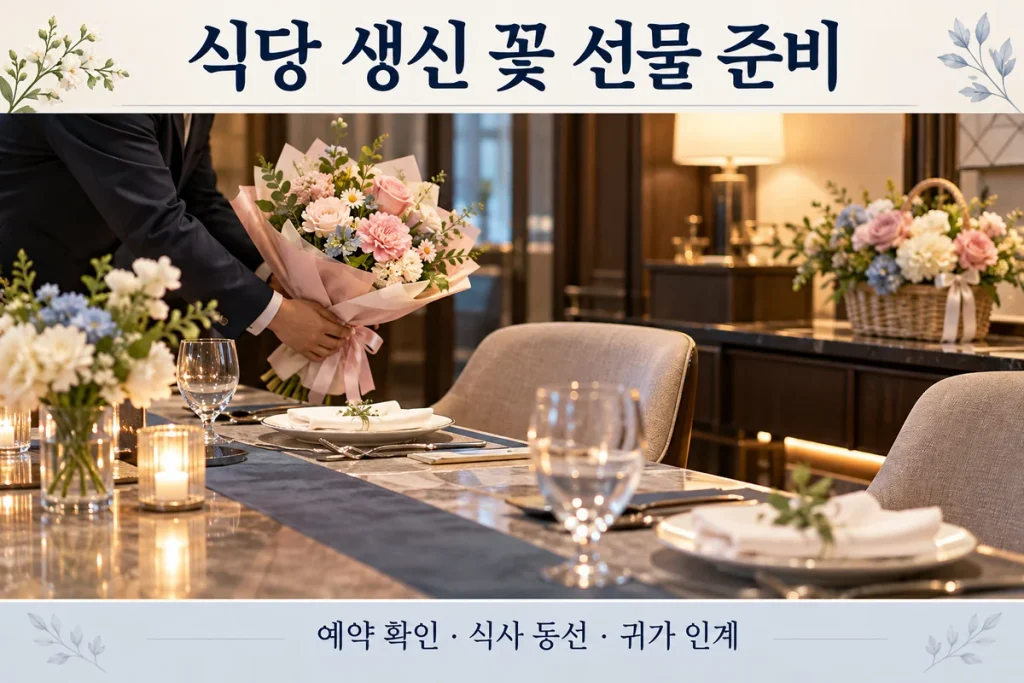 대전 식당 생신 꽃 선물 준비, 예약 테이블·식사 동선·귀가 인계