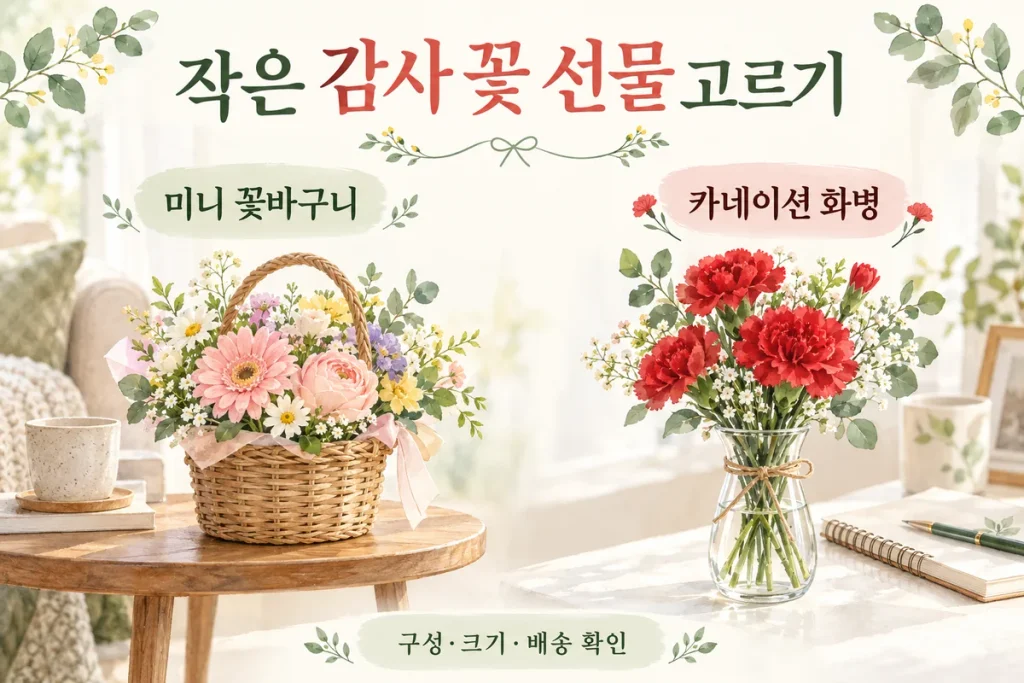 대전 2만원 안팎 감사 꽃 선물, 미니 생화 바구니·카네이션 화병세트 비교